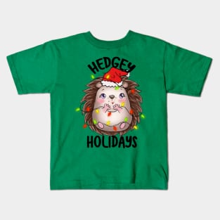 Hedgy Holidays, Cute Adorable Hedgehog Design for Christmas or Xmas Kids T-Shirt